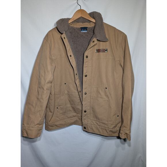 Columbia Mens Roughtail Sherpa Lined Chore Jacket Utility Barn Sz XL Sahara Flax - Picture 1 of 9